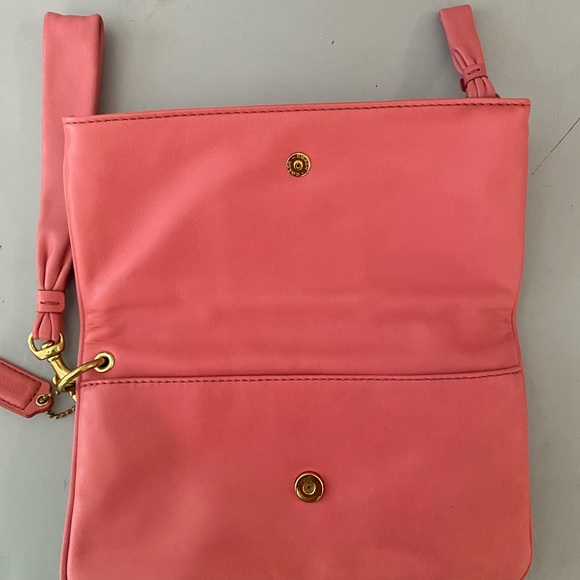 Coach Pink and Gold Wristlet Clutch with Turn-Lock Closure - Picture 4 of 6